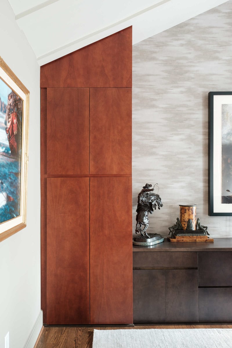 Built-in wood cabinetry in a custom Greensboro home remodel by Wolfe Homes